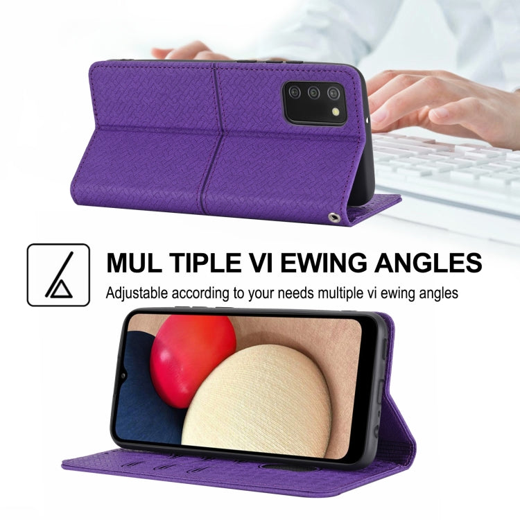 For Samsung Galaxy A03s 164mm Woven Texture Stitching Magnetic Horizontal Flip PU Leather Case with Holder & Card Slots & Wallet & Lanyard