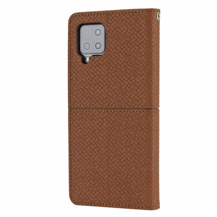 For Samsung Galaxy A12 5G Woven Texture Stitching Magnetic Horizontal Flip PU Leather Case with Holder & Card Slots & Wallet & Lanyard
