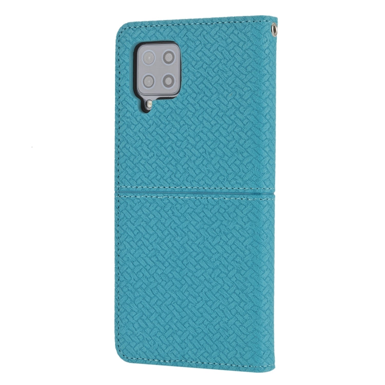 For Samsung Galaxy A22 4G Woven Texture Stitching Magnetic Horizontal Flip PU Leather Case with Holder & Card Slots & Wallet & Lanyard