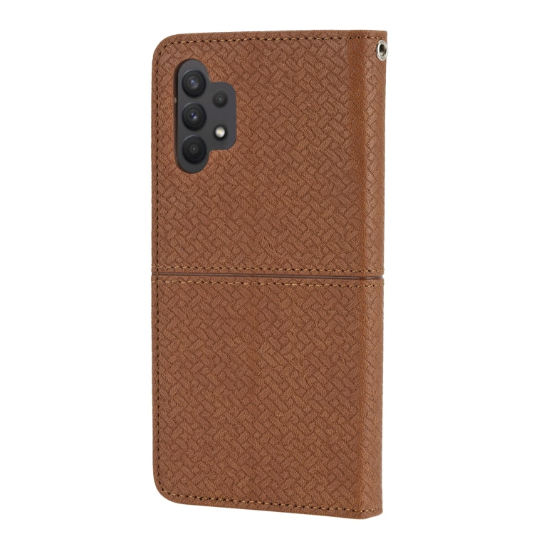 For Samsung Galaxy A32 4G Woven Texture Stitching Magnetic Horizontal Flip PU Leather Case with Holder & Card Slots & Wallet & Lanyard