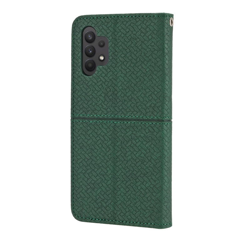 For Samsung Galaxy A32 4G Woven Texture Stitching Magnetic Horizontal Flip PU Leather Case with Holder & Card Slots & Wallet & Lanyard