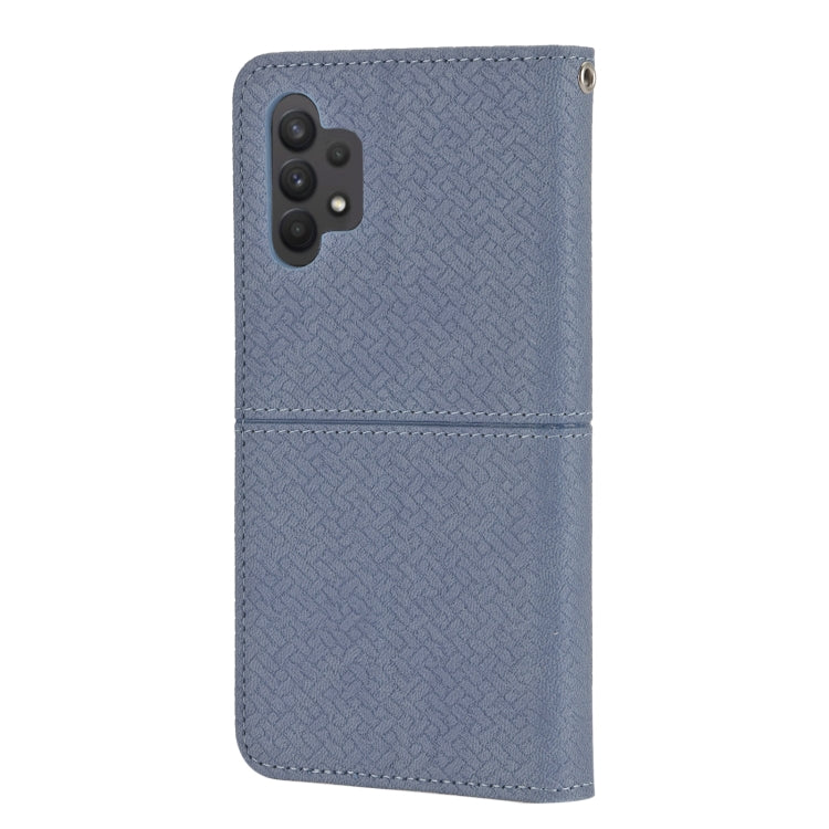 For Samsung Galaxy A32 4G Woven Texture Stitching Magnetic Horizontal Flip PU Leather Case with Holder & Card Slots & Wallet & Lanyard