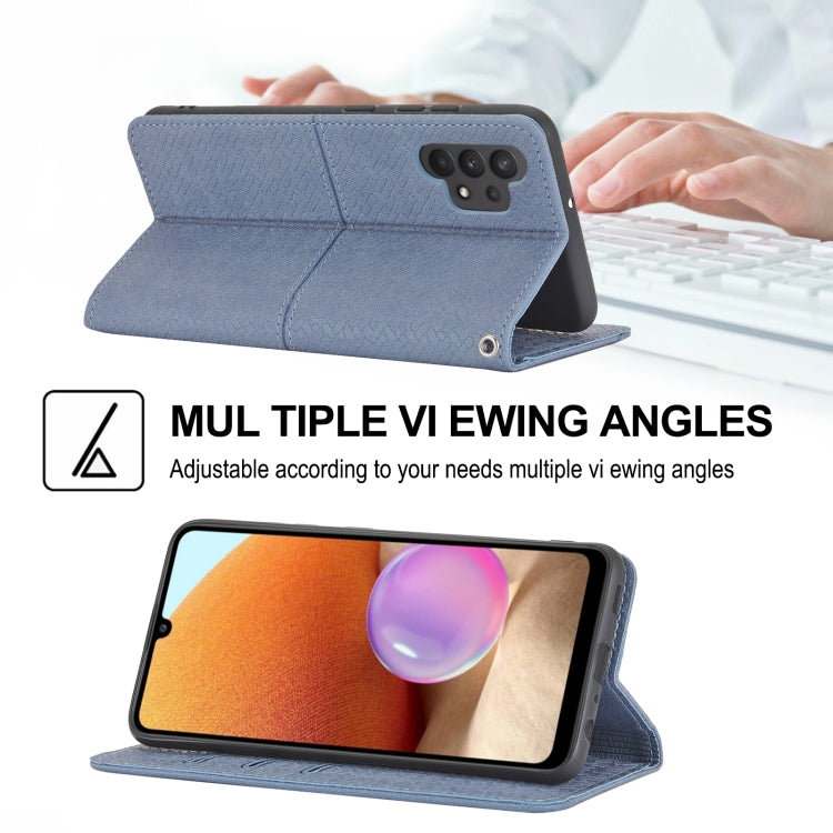 For Samsung Galaxy A32 4G Woven Texture Stitching Magnetic Horizontal Flip PU Leather Case with Holder & Card Slots & Wallet & Lanyard
