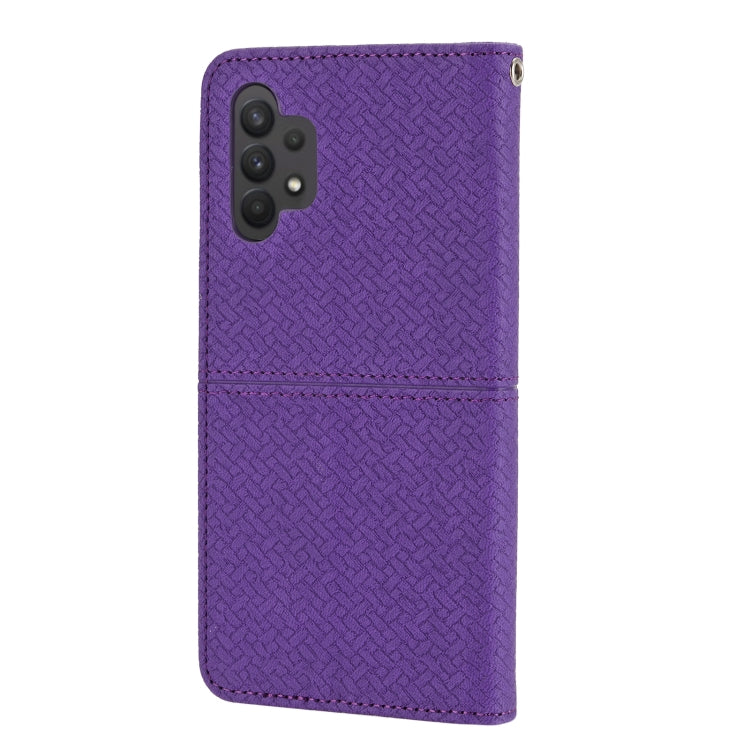 For Samsung Galaxy A32 4G Woven Texture Stitching Magnetic Horizontal Flip PU Leather Case with Holder & Card Slots & Wallet & Lanyard