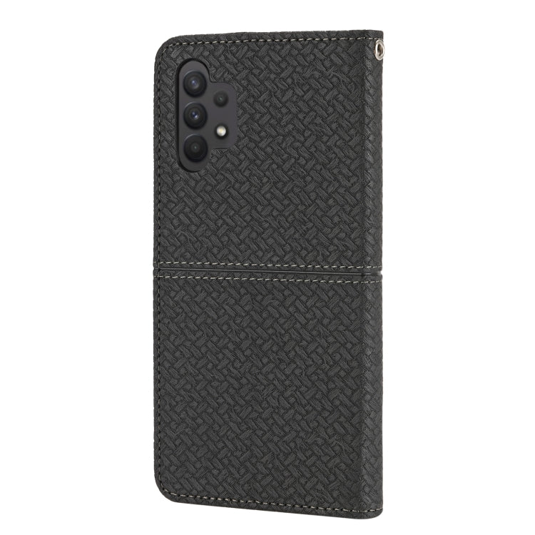 For Samsung Galaxy A32 4G Woven Texture Stitching Magnetic Horizontal Flip PU Leather Case with Holder & Card Slots & Wallet & Lanyard