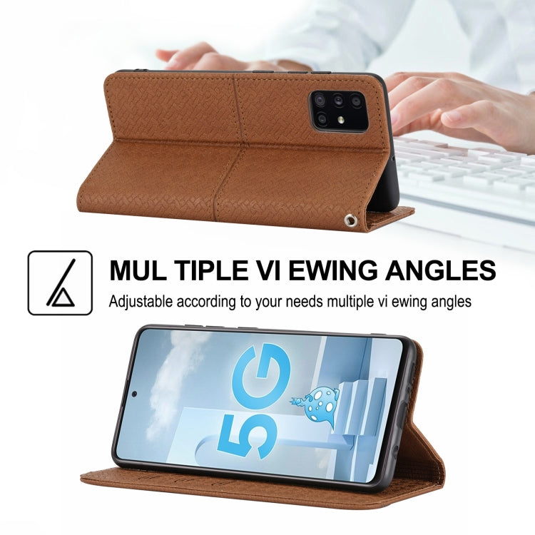 For Samsung Galaxy A51 Woven Texture Stitching Magnetic Horizontal Flip PU Leather Case with Holder & Card Slots & Wallet & Lanyard