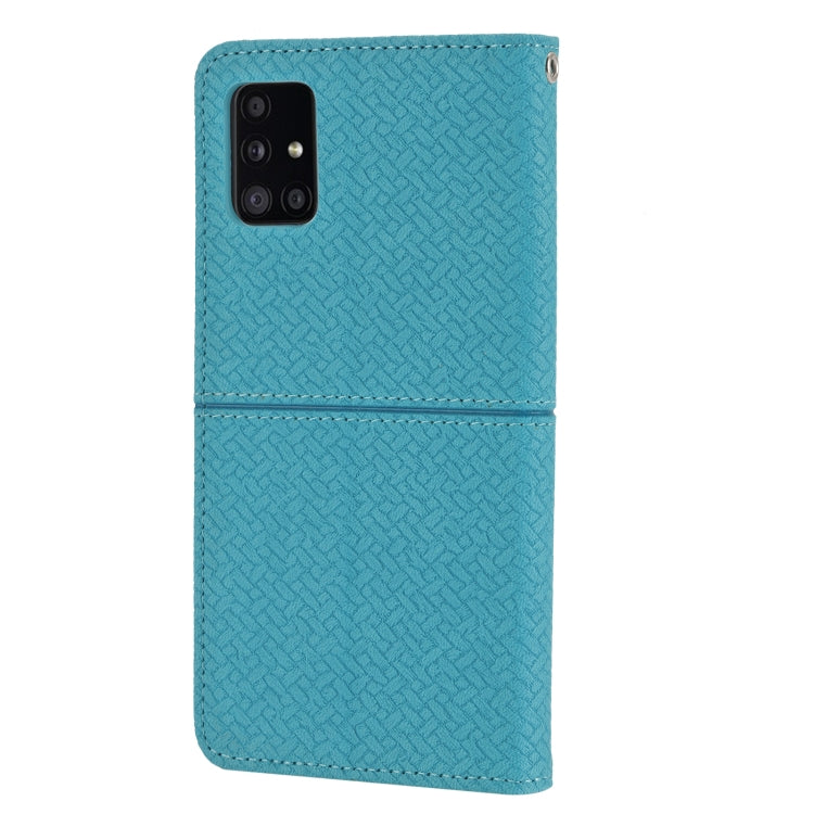 For Samsung Galaxy A51 Woven Texture Stitching Magnetic Horizontal Flip PU Leather Case with Holder & Card Slots & Wallet & Lanyard