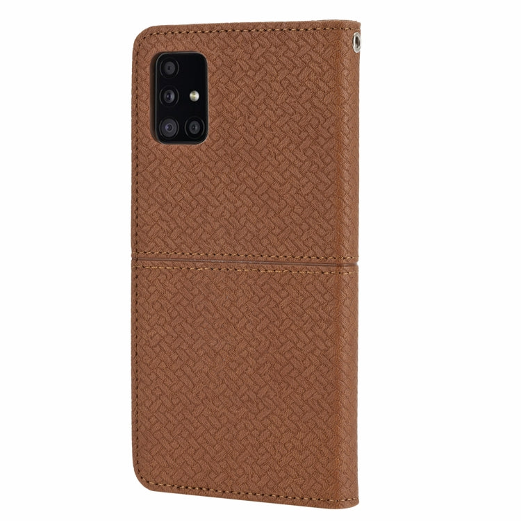 For Samsung Galaxy A71 Woven Texture Stitching Magnetic Horizontal Flip PU Leather Case with Holder & Card Slots & Wallet & Lanyard