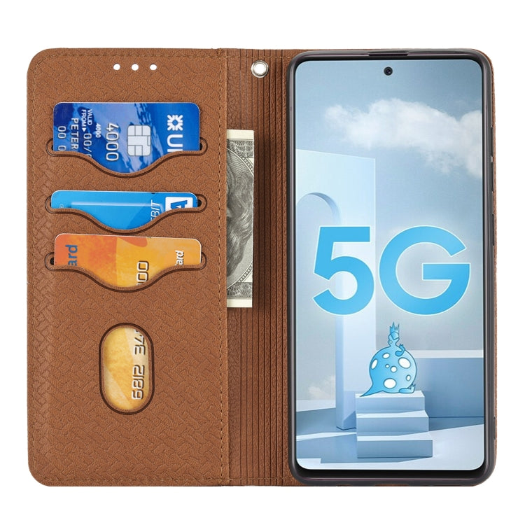For Samsung Galaxy A71 Woven Texture Stitching Magnetic Horizontal Flip PU Leather Case with Holder & Card Slots & Wallet & Lanyard