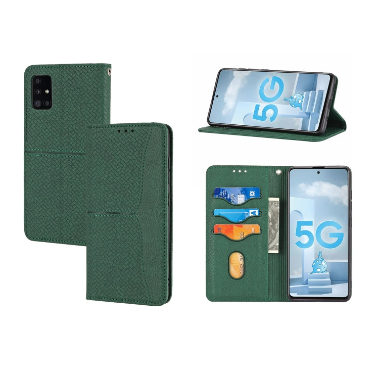 For Samsung Galaxy A71 Woven Texture Stitching Magnetic Horizontal Flip PU Leather Case with Holder & Card Slots & Wallet & Lanyard