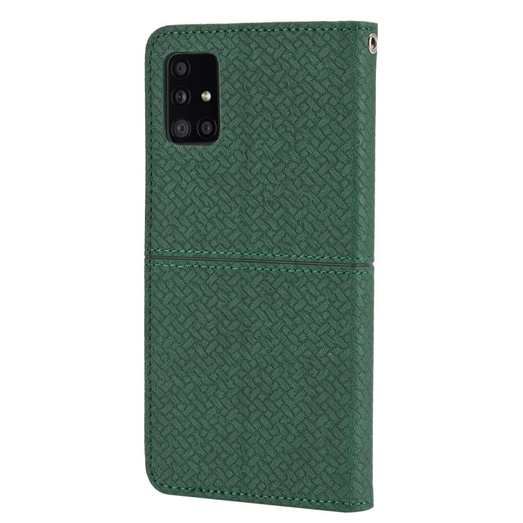 For Samsung Galaxy A71 Woven Texture Stitching Magnetic Horizontal Flip PU Leather Case with Holder & Card Slots & Wallet & Lanyard