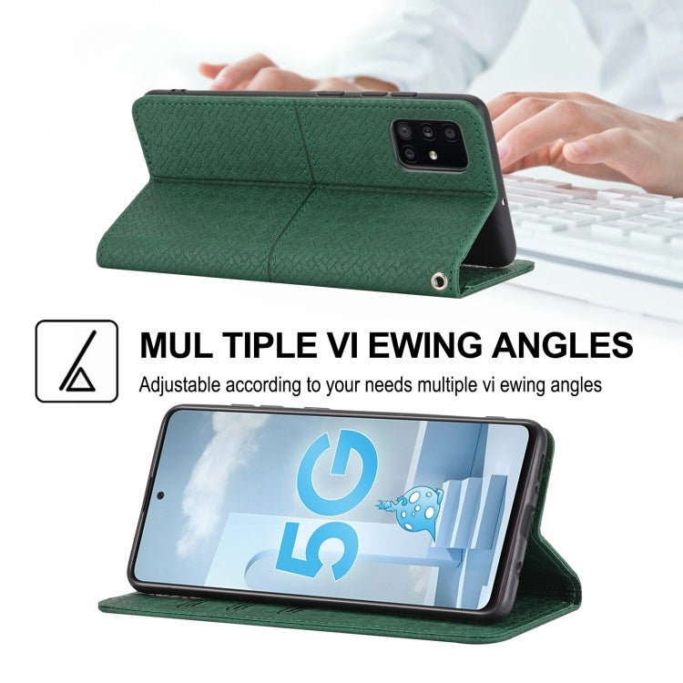 For Samsung Galaxy A71 Woven Texture Stitching Magnetic Horizontal Flip PU Leather Case with Holder & Card Slots & Wallet & Lanyard