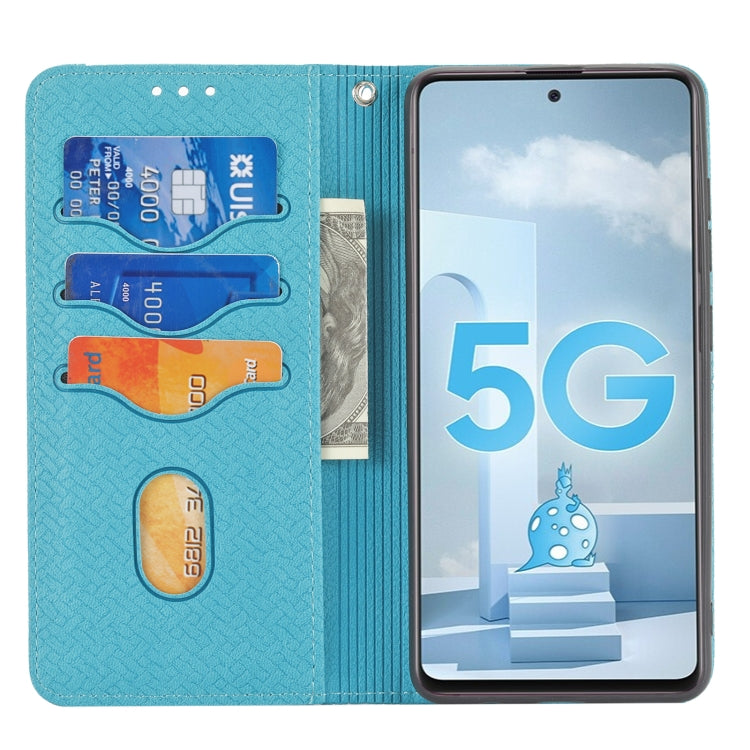 For Samsung Galaxy A71 Woven Texture Stitching Magnetic Horizontal Flip PU Leather Case with Holder & Card Slots & Wallet & Lanyard