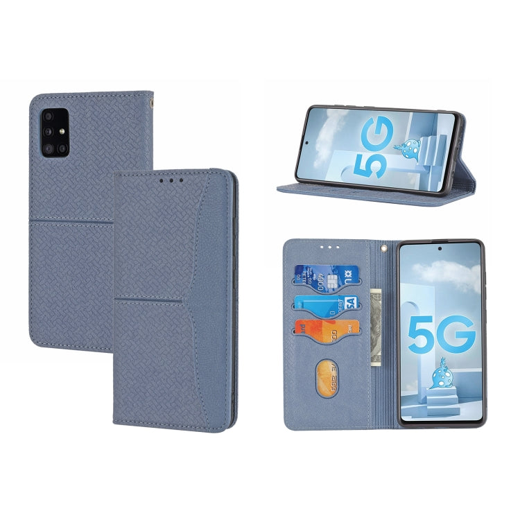 For Samsung Galaxy A71 Woven Texture Stitching Magnetic Horizontal Flip PU Leather Case with Holder & Card Slots & Wallet & Lanyard