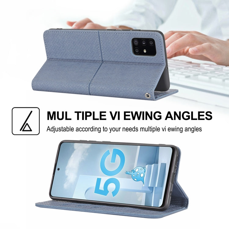 For Samsung Galaxy A71 Woven Texture Stitching Magnetic Horizontal Flip PU Leather Case with Holder & Card Slots & Wallet & Lanyard