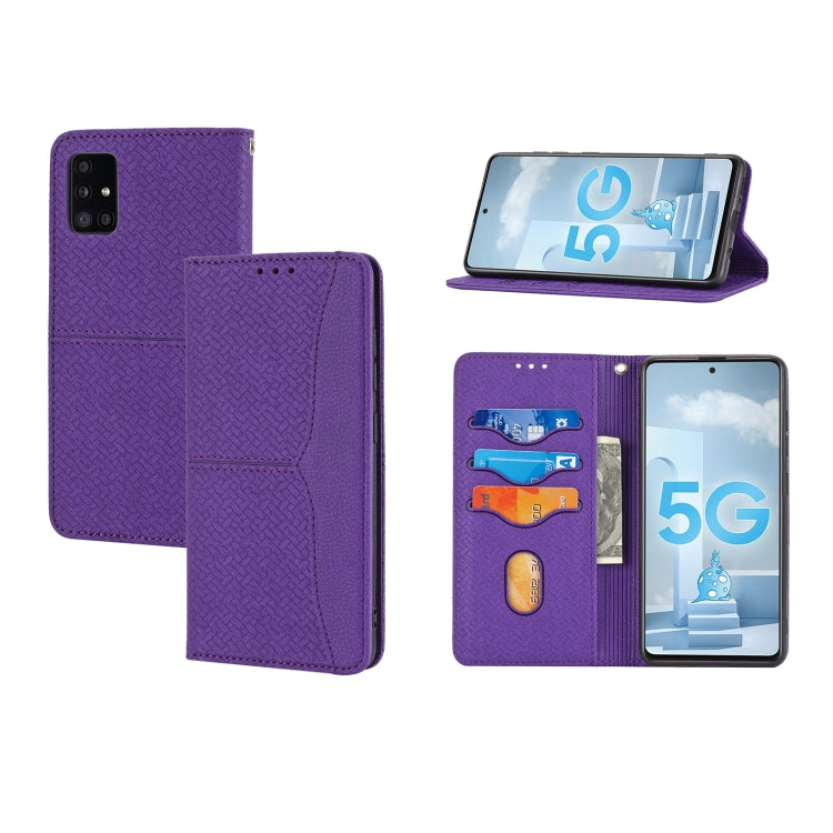 For Samsung Galaxy A71 Woven Texture Stitching Magnetic Horizontal Flip PU Leather Case with Holder & Card Slots & Wallet & Lanyard