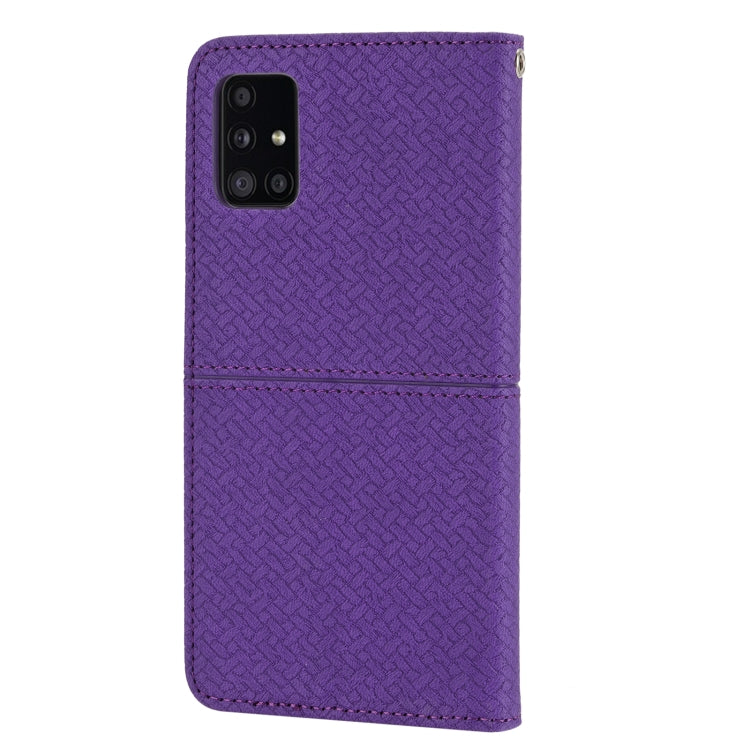 For Samsung Galaxy A71 Woven Texture Stitching Magnetic Horizontal Flip PU Leather Case with Holder & Card Slots & Wallet & Lanyard