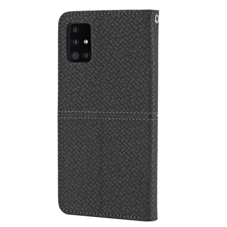 For Samsung Galaxy A71 Woven Texture Stitching Magnetic Horizontal Flip PU Leather Case with Holder & Card Slots & Wallet & Lanyard