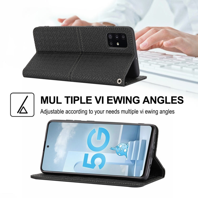 For Samsung Galaxy A71 Woven Texture Stitching Magnetic Horizontal Flip PU Leather Case with Holder & Card Slots & Wallet & Lanyard