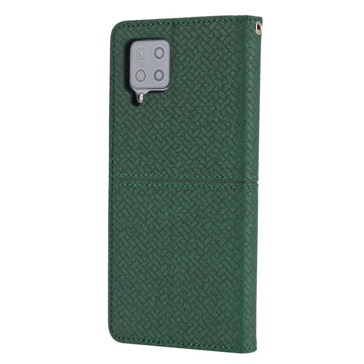 For Samsung Galaxy M32 Woven Texture Stitching Magnetic Horizontal Flip PU Leather Case with Holder & Card Slots & Wallet & Lanyard