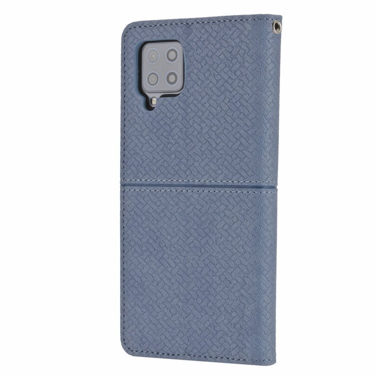 For Samsung Galaxy M32 Woven Texture Stitching Magnetic Horizontal Flip PU Leather Case with Holder & Card Slots & Wallet & Lanyard