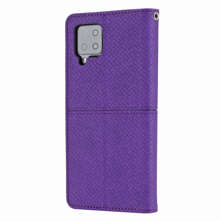 For Samsung Galaxy M32 Woven Texture Stitching Magnetic Horizontal Flip PU Leather Case with Holder & Card Slots & Wallet & Lanyard