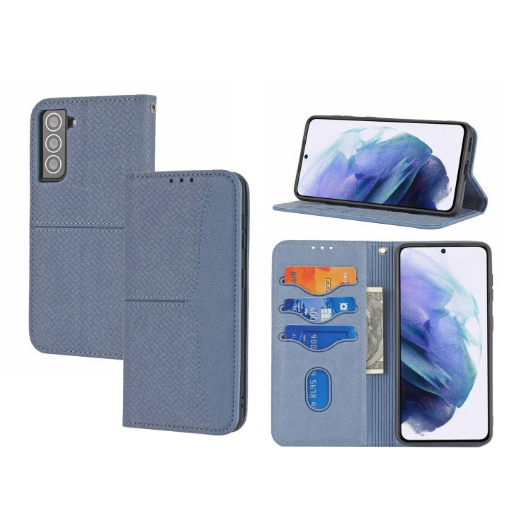 For Samsung Galaxy S21 5G Woven Texture Stitching Magnetic Horizontal Flip PU Leather Case with Holder & Card Slots & Wallet & Lanyard