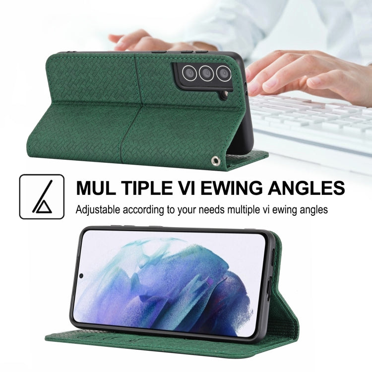 For Samsung Galaxy S21+ 5G Woven Texture Stitching Magnetic Horizontal Flip PU Leather Case with Holder & Card Slots & Wallet & Lanyard