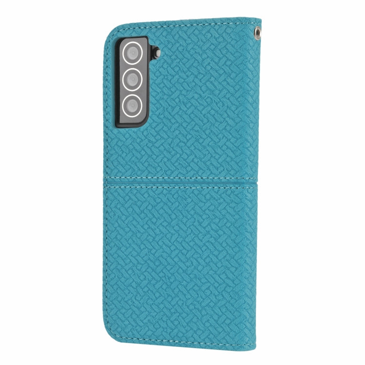 For Samsung Galaxy S21+ 5G Woven Texture Stitching Magnetic Horizontal Flip PU Leather Case with Holder & Card Slots & Wallet & Lanyard