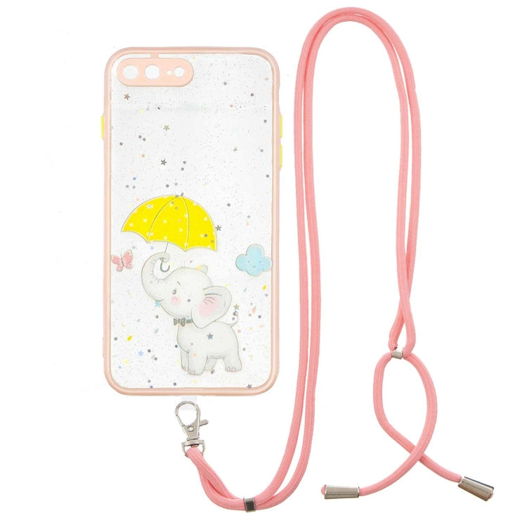 Colored Drawing Starry Sky Epoxy TPU Shockproof Case with Neck Lanyard For iPhone 8 Plus / 7 Plus