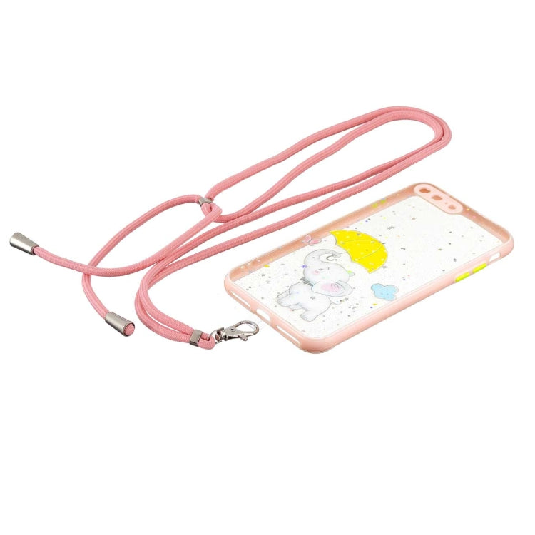 Colored Drawing Starry Sky Epoxy TPU Shockproof Case with Neck Lanyard For iPhone 8 Plus / 7 Plus