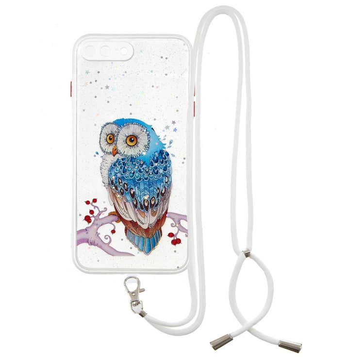Colored Drawing Starry Sky Epoxy TPU Shockproof Case with Neck Lanyard For iPhone 8 Plus / 7 Plus