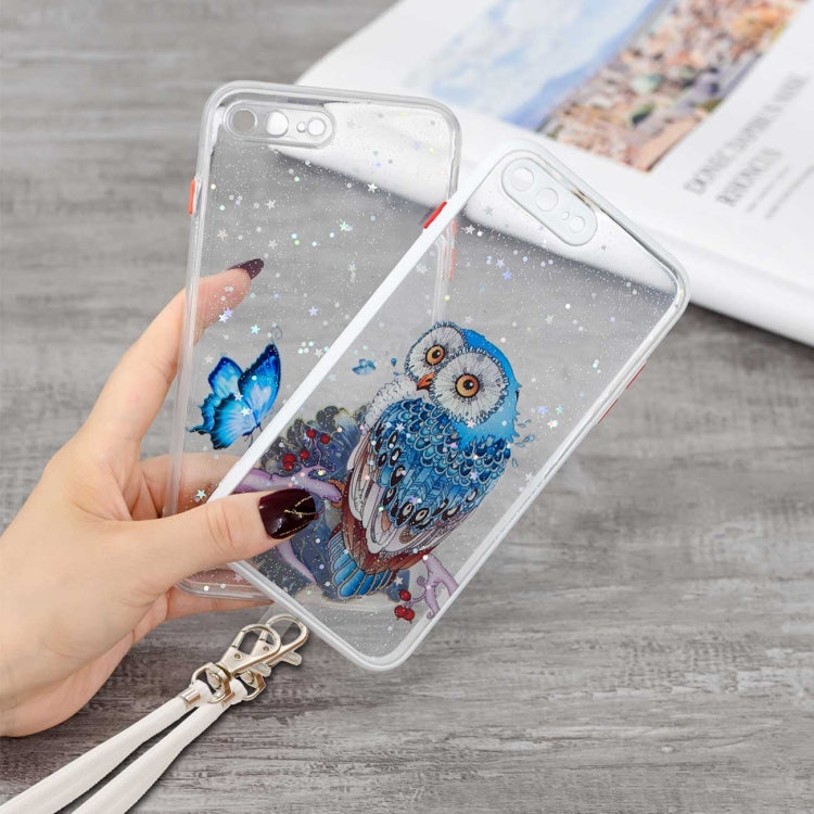 Colored Drawing Starry Sky Epoxy TPU Shockproof Case with Neck Lanyard For iPhone 8 Plus / 7 Plus