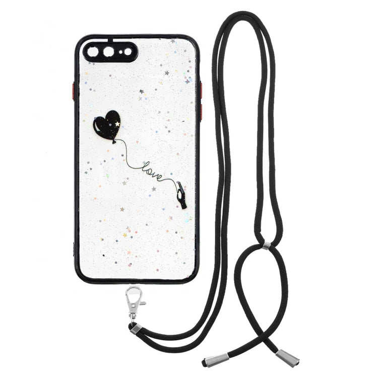 Colored Drawing Starry Sky Epoxy TPU Shockproof Case with Neck Lanyard For iPhone 8 Plus / 7 Plus