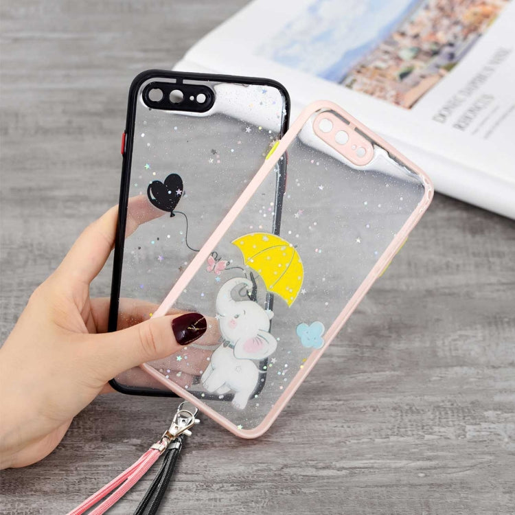 Colored Drawing Starry Sky Epoxy TPU Shockproof Case with Neck Lanyard For iPhone 8 Plus / 7 Plus