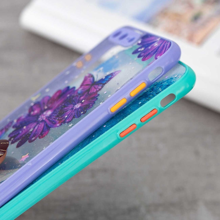Colored Drawing Starry Sky Epoxy TPU Shockproof Case with Neck Lanyard For iPhone 8 Plus / 7 Plus