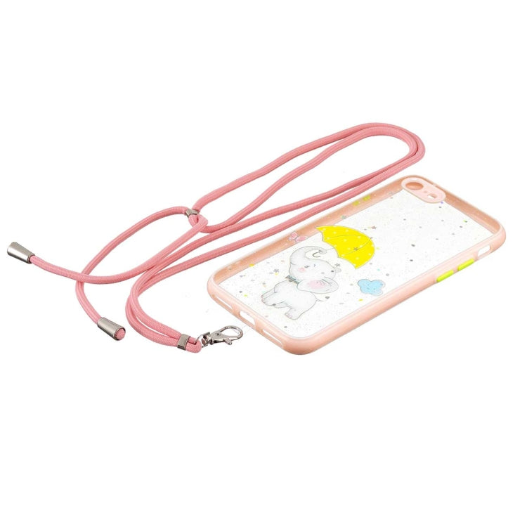 For iPhone SE 2022 / SE 2020 / 8 / 7 Colored Drawing Starry Sky Epoxy TPU Shockproof Case with Neck Lanyard