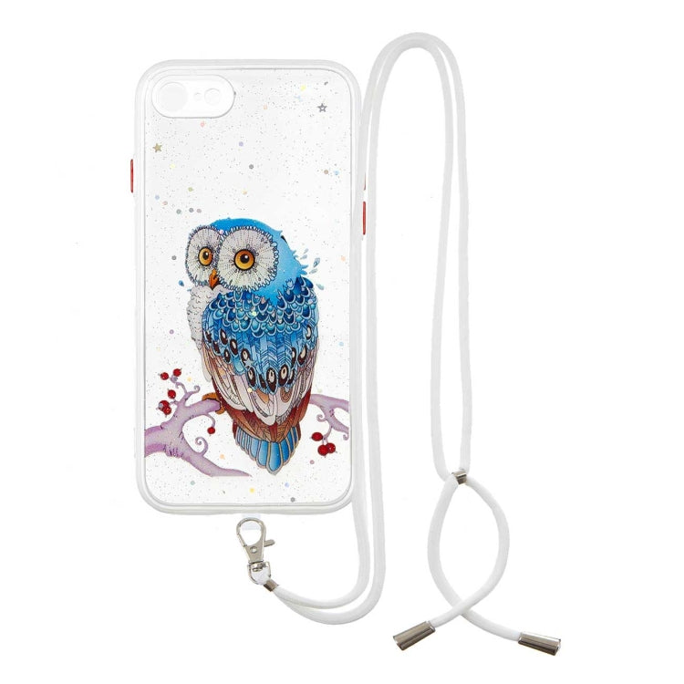 For iPhone SE 2022 / SE 2020 / 8 / 7 Colored Drawing Starry Sky Epoxy TPU Shockproof Case with Neck Lanyard