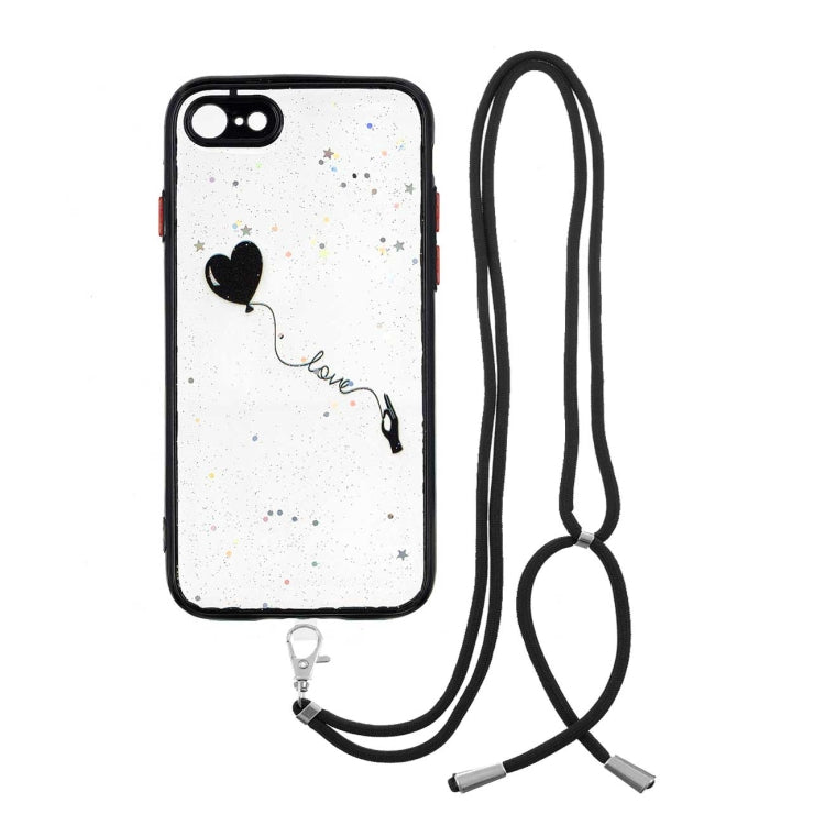 For iPhone SE 2022 / SE 2020 / 8 / 7 Colored Drawing Starry Sky Epoxy TPU Shockproof Case with Neck Lanyard