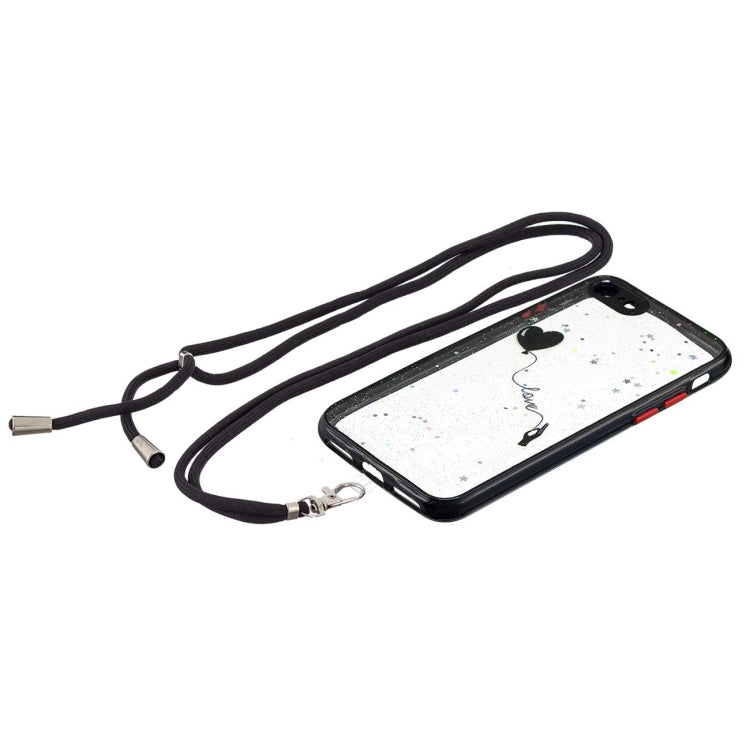 For iPhone SE 2022 / SE 2020 / 8 / 7 Colored Drawing Starry Sky Epoxy TPU Shockproof Case with Neck Lanyard