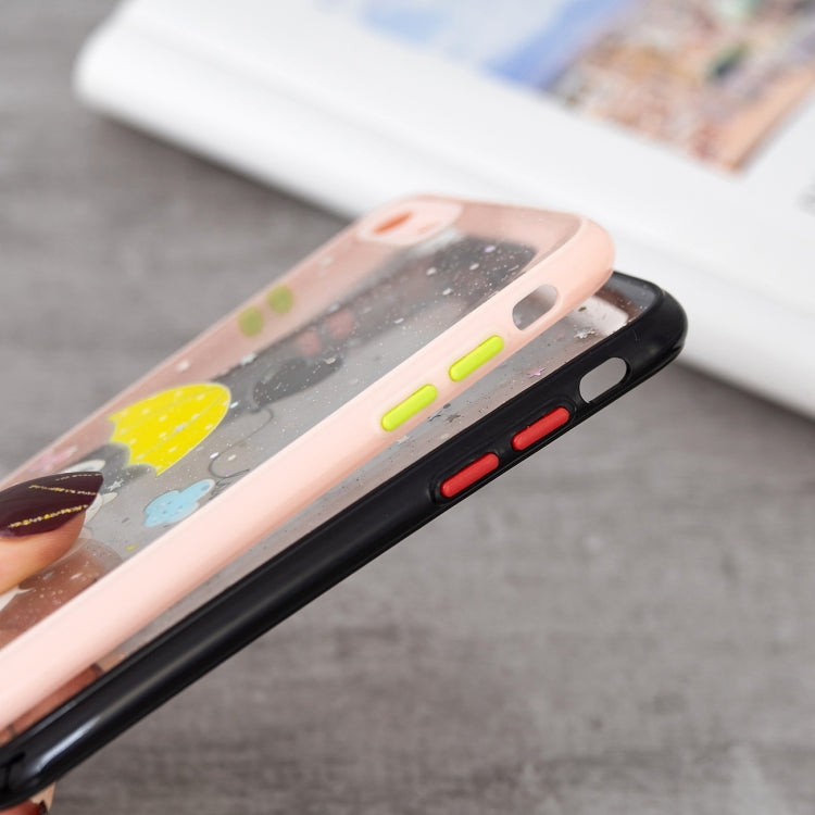 For iPhone SE 2022 / SE 2020 / 8 / 7 Colored Drawing Starry Sky Epoxy TPU Shockproof Case with Neck Lanyard