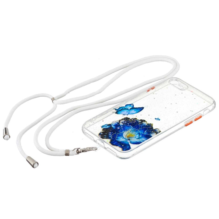 For iPhone SE 2022 / SE 2020 / 8 / 7 Colored Drawing Starry Sky Epoxy TPU Shockproof Case with Neck Lanyard
