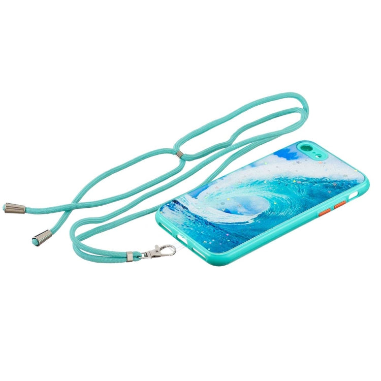 For iPhone SE 2022 / SE 2020 / 8 / 7 Colored Drawing Starry Sky Epoxy TPU Shockproof Case with Neck Lanyard