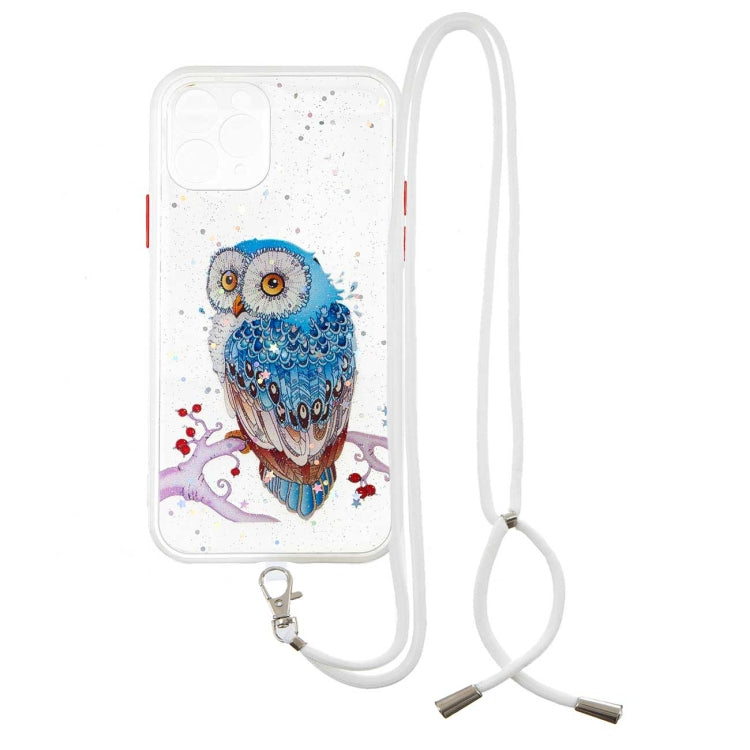 For iPhone 11 Pro Colored Drawing Starry Sky Epoxy TPU Shockproof Case with Neck Lanyard