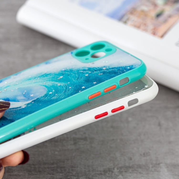 For iPhone 11 Pro Colored Drawing Starry Sky Epoxy TPU Shockproof Case with Neck Lanyard