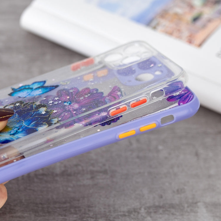 For iPhone 11 Pro Max Colored Drawing Starry Sky Epoxy TPU Shockproof Case with Neck Lanyard