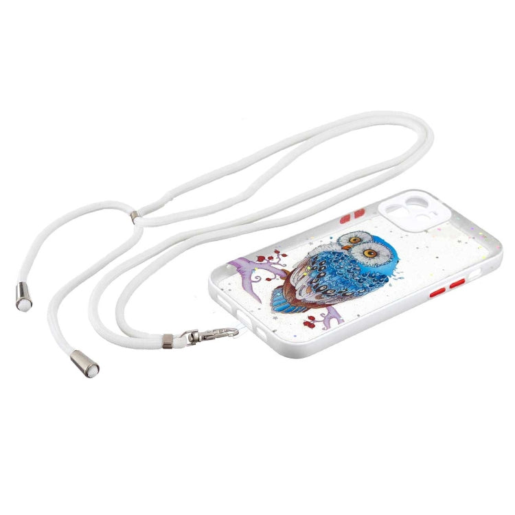 For iPhone 12 mini Colored Drawing Starry Sky Epoxy TPU Shockproof Case with Neck Lanyard