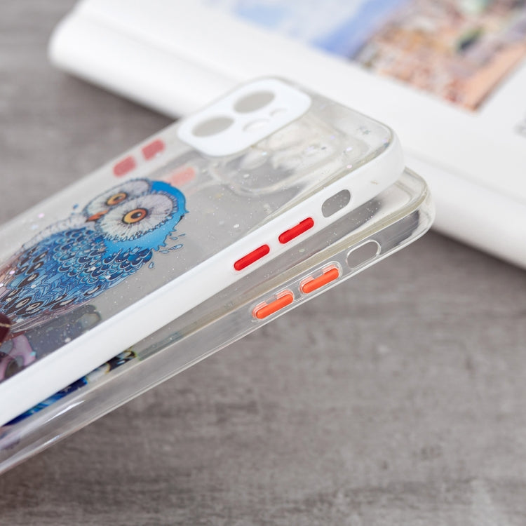 For iPhone 12 mini Colored Drawing Starry Sky Epoxy TPU Shockproof Case with Neck Lanyard