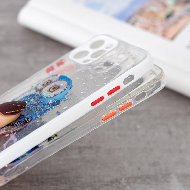 For iPhone 12 Pro Max Colored Drawing Starry Sky Epoxy TPU Shockproof Case with Neck Lanyard