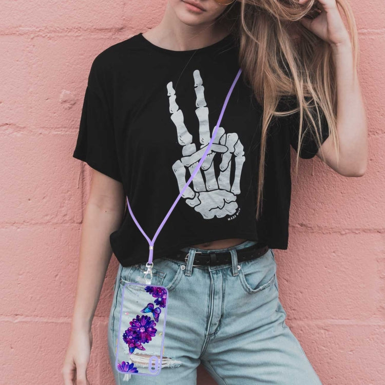 For iPhone X / XS Colored Drawing Starry Sky Epoxy TPU Shockproof Case with Neck Lanyard